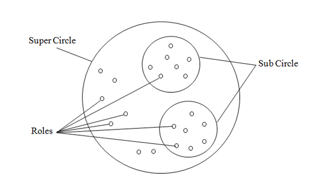 Fig. 2. Circles and roles in Holacracy structure [3]